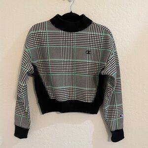Champion Black and Green Checkered Sweater